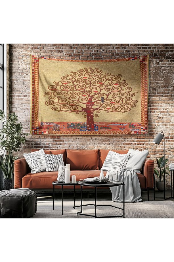 Gustav Klimt Yaşam Ağacı Desenli Duvar Örtüsü Duvar Halısı Tapestry - 5