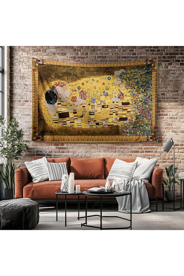 Gustav Klimt Kiss Öpücük Desenli Duvar Örtüsü Duvar Halısı Tapestry - 5
