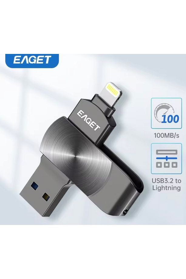 İ66 256gb. Mfi Apple Lisanslı Iphone Lightning Ve Usb 3.2 Süper Hızlı Otg Çift Giriş Flash Bellek - 1