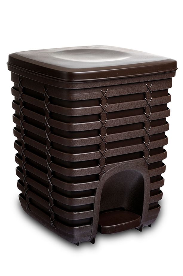 Palm Pedallı Kare Çöp Kovası 9 Lt - Kahve Rengi - 1