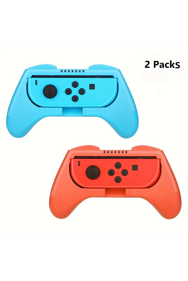 وحدة تحكم Joy Con Grip Switch مكونة من قطعتين باللونين الأحمر والأزرق لجهاز Nintendo مع ملحقات Joy Con Grip Switch