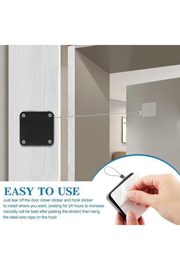 مقبض باب أوتوماتيكي أبيض بقوة 800 جرام بدون ثقب مع دعامة إيقاف الباب ذات السطح القابل للتعديل C - 3