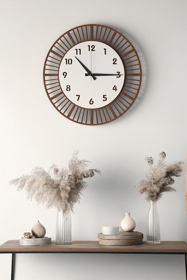 KOPYA - Dekoratif Yeni Modern Avior Ahşap Duvar Saati 48cm - 8