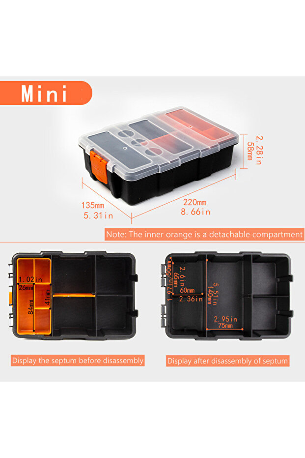 S Portable Parts Box Hardware Storage Toolbox Plastic Case Multi-Grid Combination Screw Storage Box. - 1