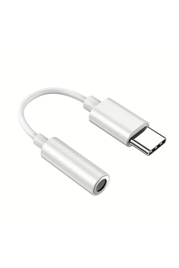 WHITE USB Type C To 3.5mm Audio Adapter, USB C To Aux Audio Dongle Cable Cord, USB Type C To 3.5mm F