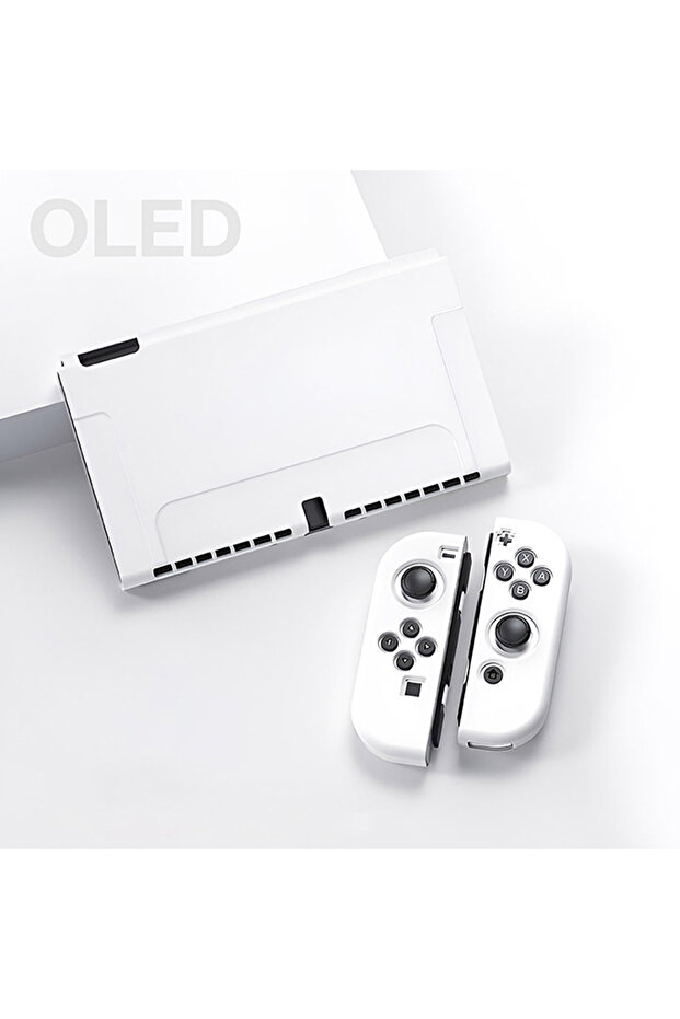 جراب حماية أبيض OLED متوافق مع وحدة تحكم Switch OLED و Joy-Cons، يمكن إدخال Switch - 1