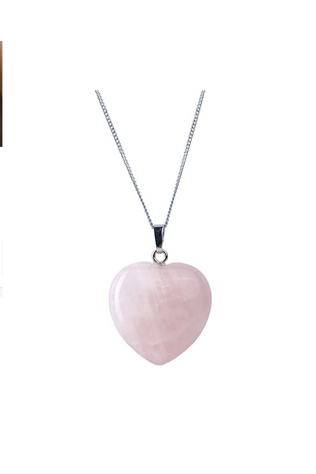 Pink Quartz Necklace Love Stone (HEART)