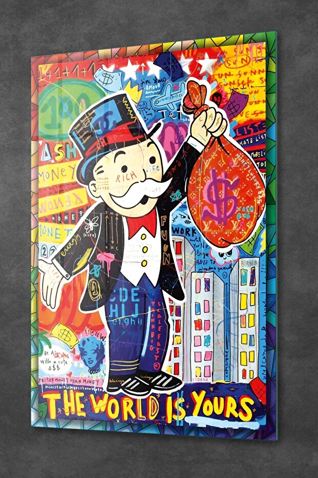 Cam Tablo Pop Art Monopoly - 3