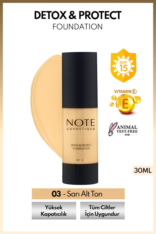 Detox & Protect Foundation Spf 15 Intensive Covering Satin Finished Foundation - 03 Medium Beige