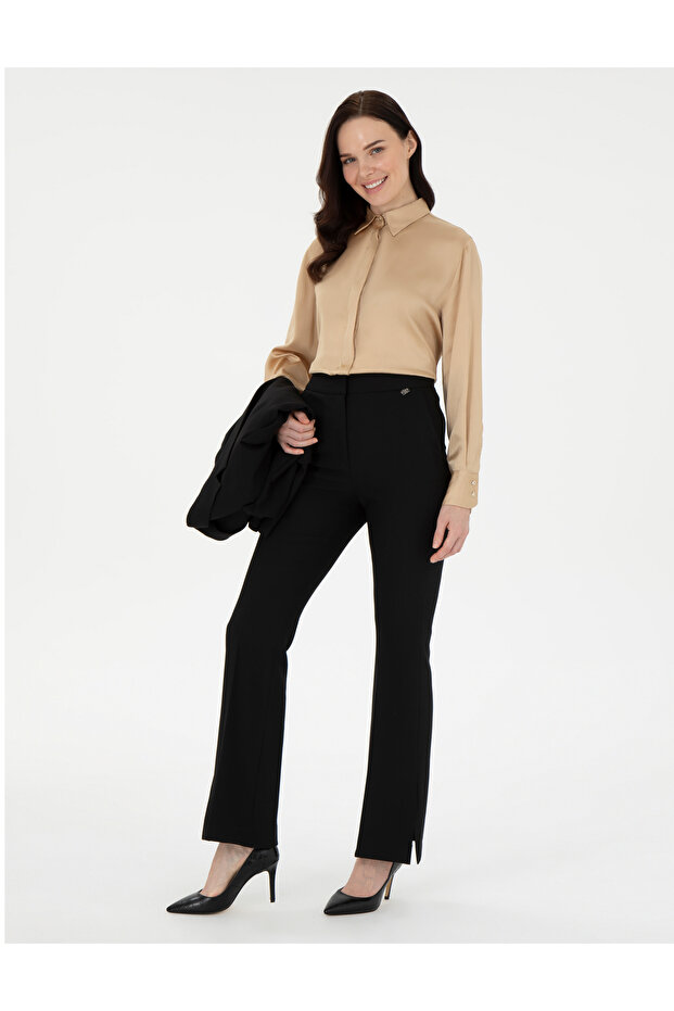 Black Flare Fit Fabric Trousers 50290397 -Vr046