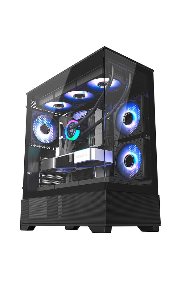 CF925 Tamperli Cam Gaming Oyuncu Kasası Siyah - 3 RGB Fanlı, Kumandalı, ITX/M-ATX/ATX/E-ATX Uyumlu - 2