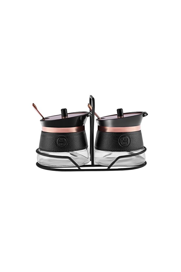 Latin Leather 2-Piece Spice Jar Set
