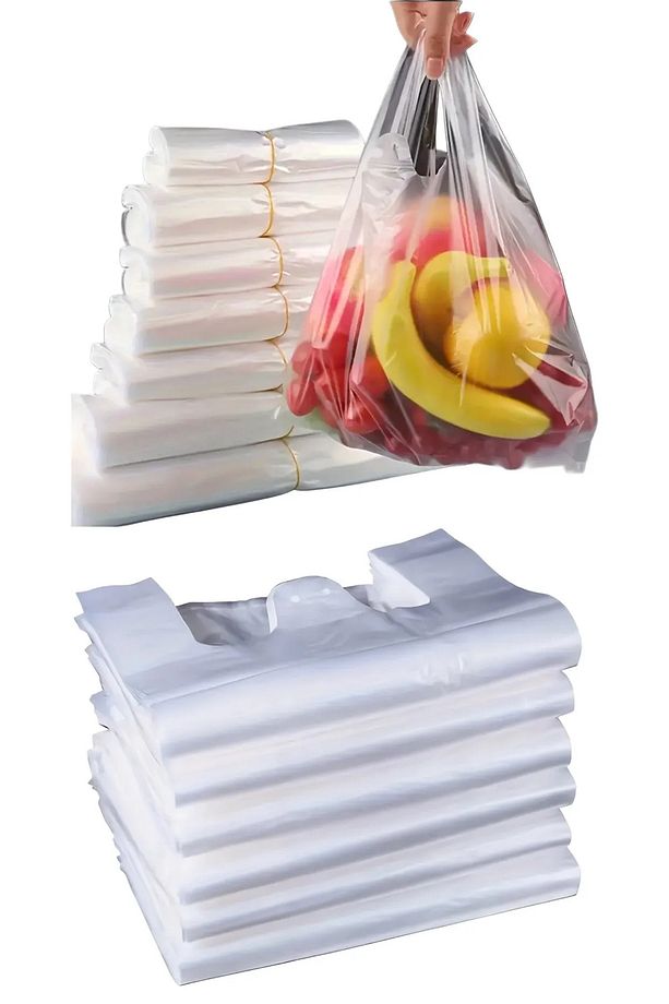 1 Kg 28x50 Cm ( 180-200 Adet ) Şeffaf Orta Boy Hışır Poşet Market Manav Poşeti - 1