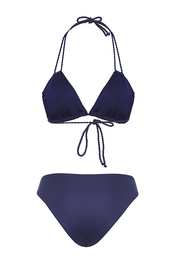 Lacivert Tünelli Üçgen Kaplı Regular Normal Bel Bikini Takımı TBESS25BT00072 - 6