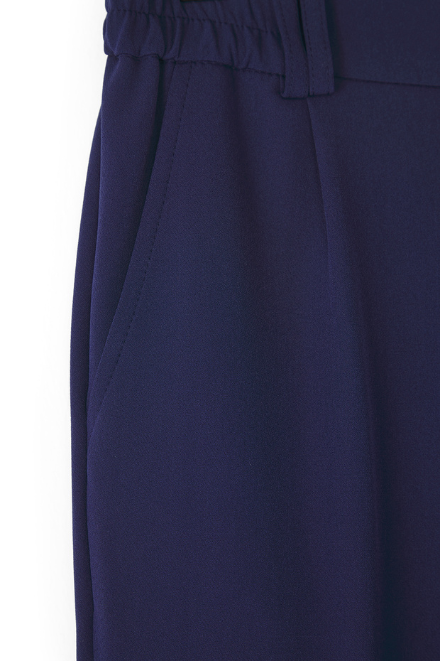Lacivert Wideleg Baggy Rahat Kalıp Dokuma Kumaş Pantolon TMNSS25PL00007 - 7