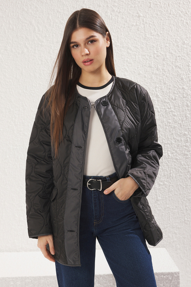 Siyah Oversize Mont TWOAW23MO00134 - 1