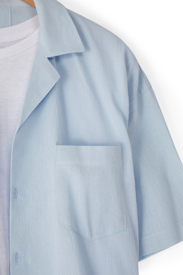 Mavi Oversize Fit Yazlık Pamuklu Gömlek TMNSS23GO00080 - 8