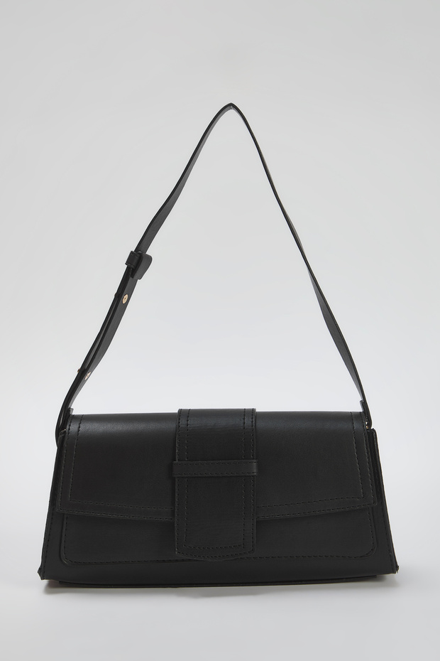 Czarna torebka na ramię z zatrzaskiem TAKSS25OC00014 - 3