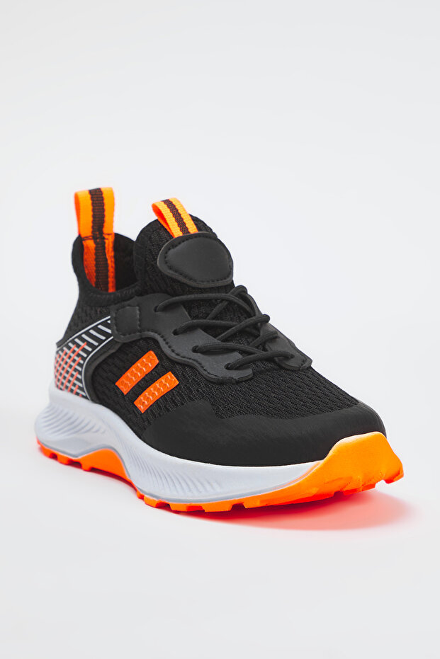 Siyah Bağcıklı Neon Detaylı Hafif Taban Büyük/Küçük Erkek Çocuk Kids Spor Ayakkabı TAKSS25SN00026 - 3