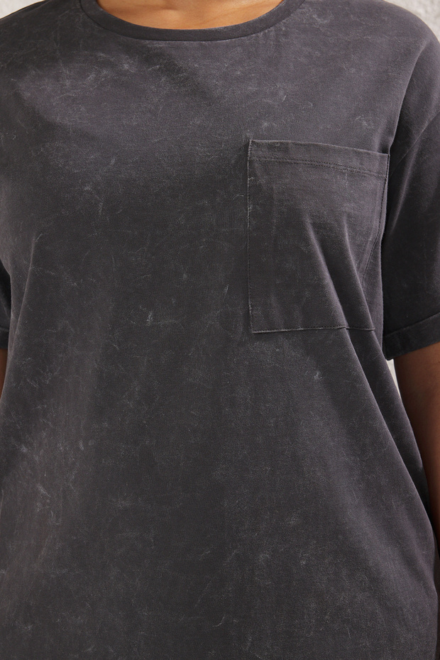 Tričko velké antracitové seprané tričkové šaty - Tbbss25Ah00007 - 4