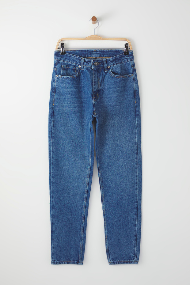 Orta mavi %100 Pamuk Essential Fit Jeans Kot Pantolon TMNAW23JE00104 - 6
