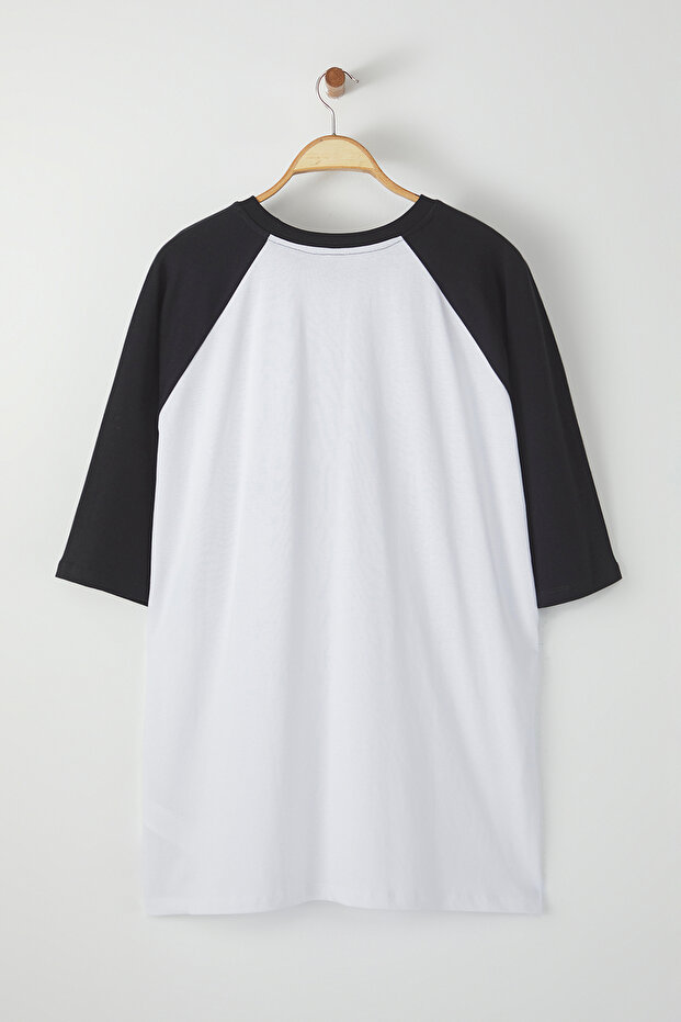 Büyük Beden Siyah Regular/Normal Kesim %100 Pamuklu T-Shirt TMNSS25BF00007 - 3