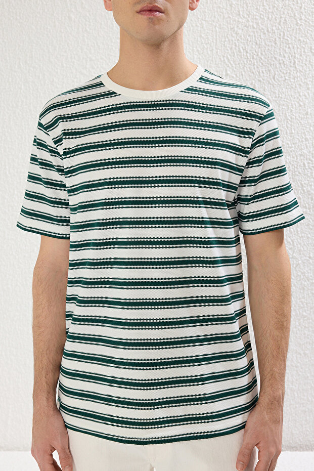 Çok Renkli Regular/Normal Kesim Dokulu T-Shirt TMNSS25TS00041 - 5