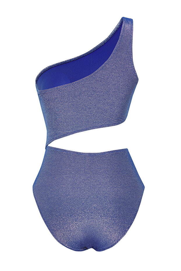 Saks Tek Omuz Cut Out Detaylı Simli Mayokini TBESS25MY00003 - 7