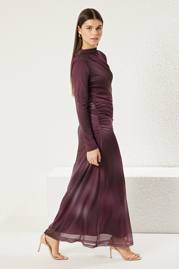 Fioletowa sukienka dzianinowa z gradientem Tctss25Eb00043 - 2