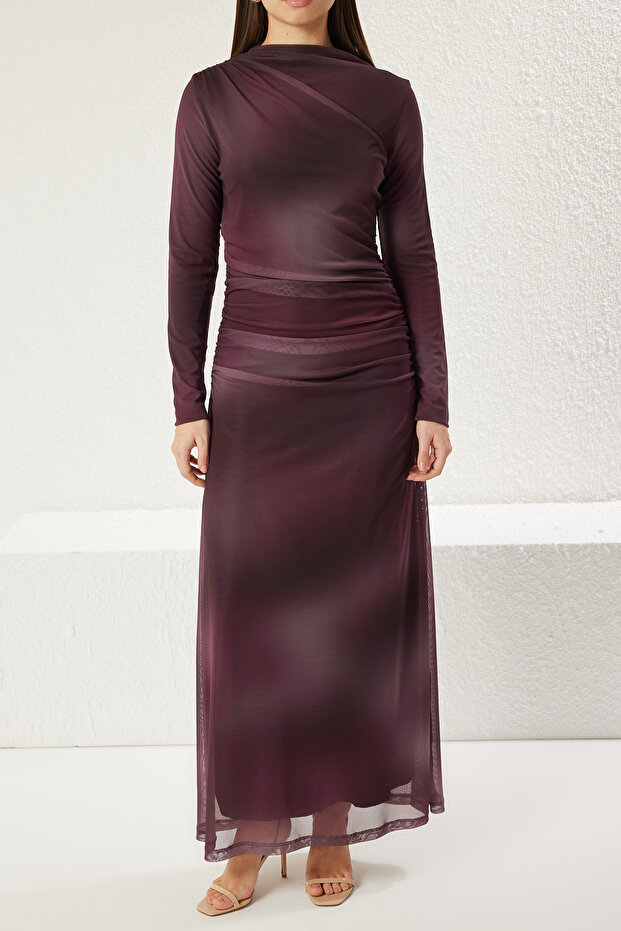 Fioletowa sukienka dzianinowa z gradientem Tctss25Eb00043 - 3