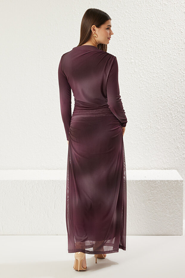 Fioletowa sukienka dzianinowa z gradientem Tctss25Eb00043 - 5