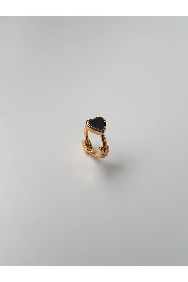 Aşk Kalp Gold Siyah Renk Çelik Tragus Helıx Lobe Piercing Tek Adet Gönderilir - 3