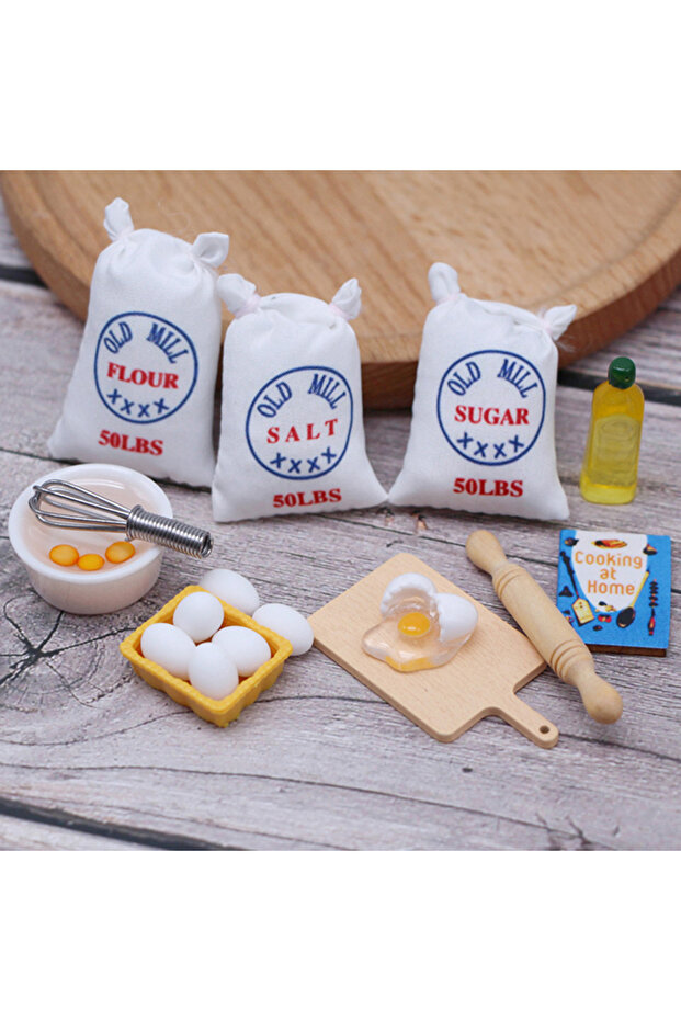 one size 1Set Dollhouse Miniature Simulation Whisk Flour Bag Modle DIY Doll House Accessories Furnit