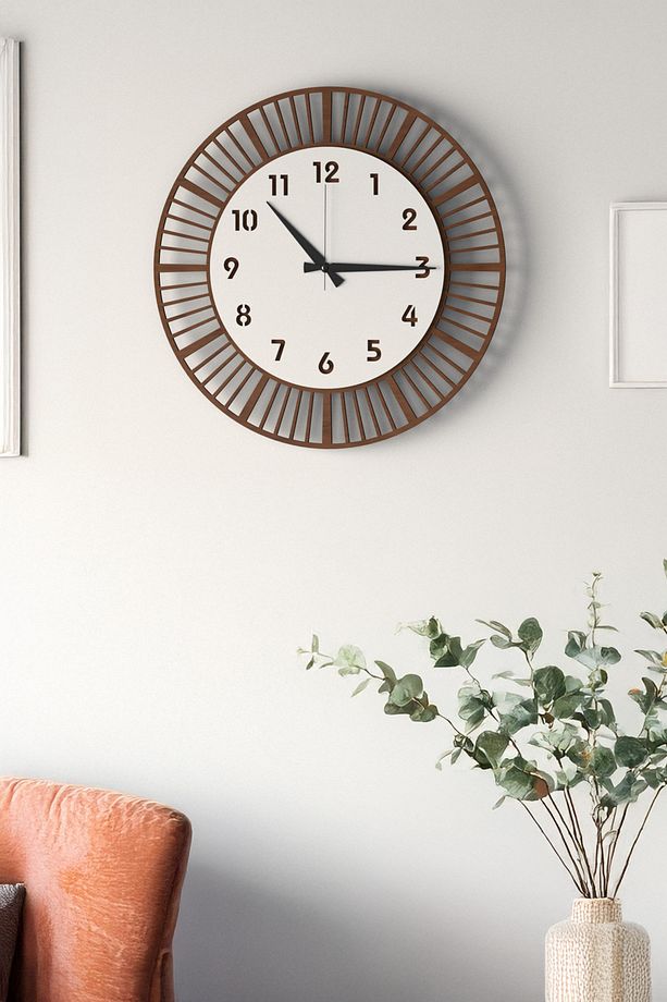 KOPYA - Dekoratif Yeni Modern Avior Ahşap Duvar Saati 48cm - 7
