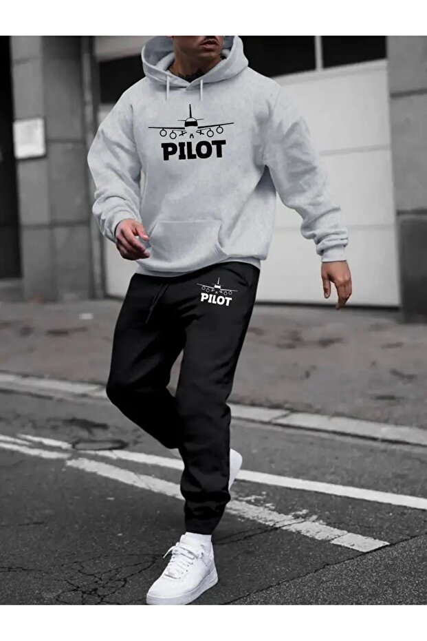 Plus Size Hooded Tracksuit Set - Bottom Top Set