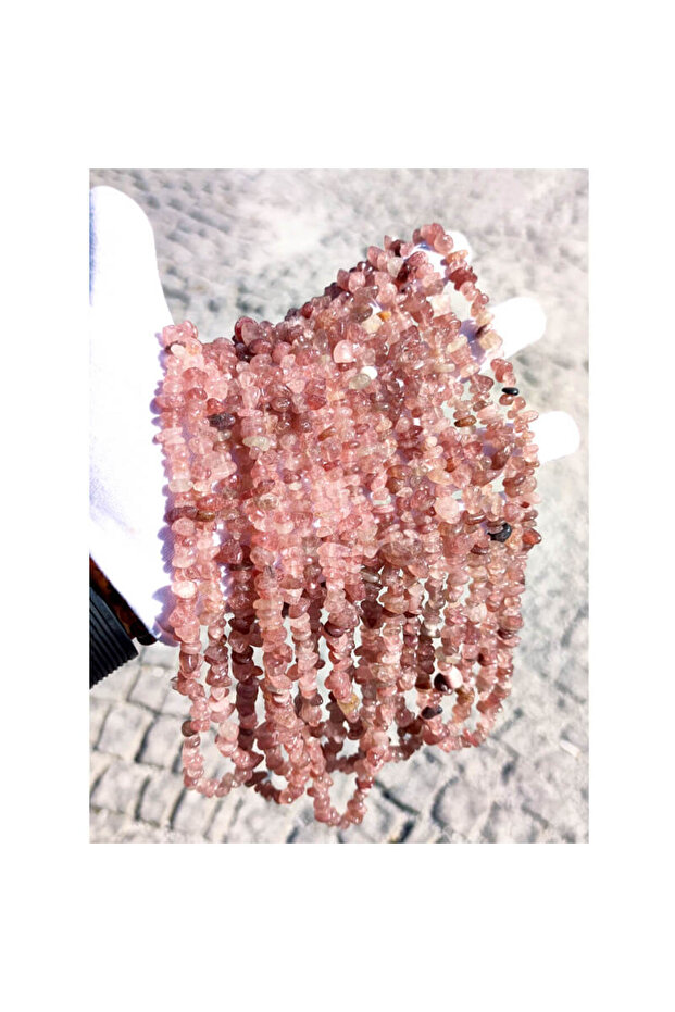 STRAWBERRY QUARTZ NATURAL STONE CRACKET ARRAY 80 CM
