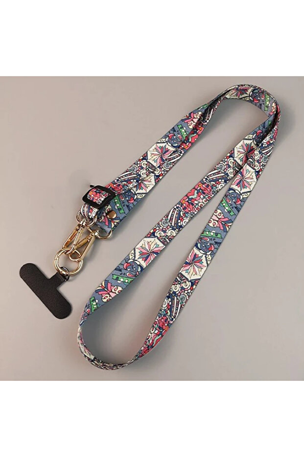 Pink Mobile Phone Clip Antilost Retro Pattern Strap Crossbody Long Straps Adjustment Length Hanging
