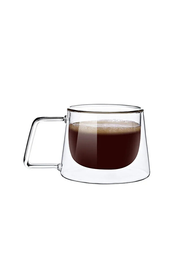 200ml B-1Pcs 200ML Transparent Heat-resistant Espresso Cup Double Wall Glass Coffee Mug with Handle