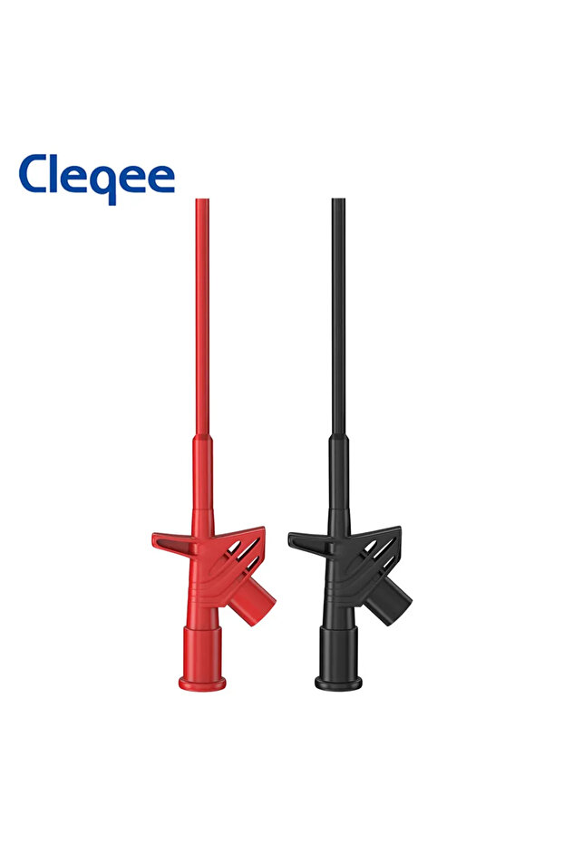 1x Red 1x Black Cleqee P5004 2pcs Quick Test Hook Clip 1000V High Voltage Flexible Professional Insu