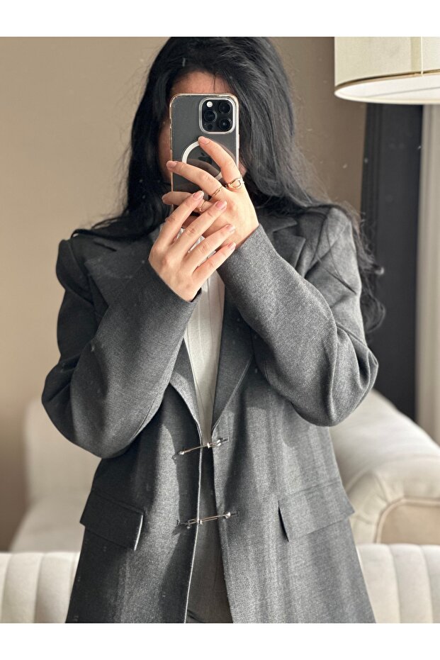 Çengelli Blazer Ceket - 3