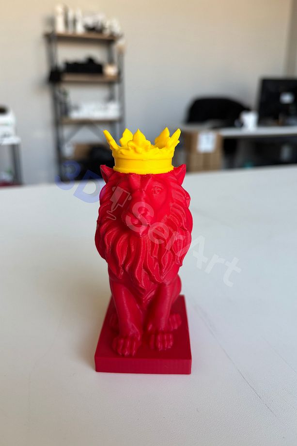 Tasarım Aslan Heykel Biblo 12 CM Kırmızı ve Sarı Renklerde Concept Masaüstü Dekoratif - 2