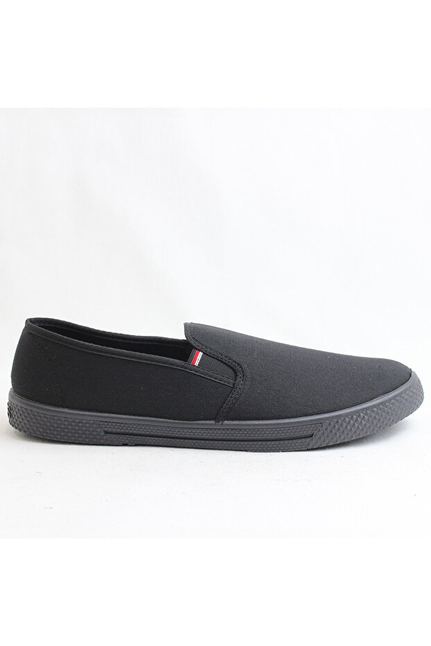 Big Toe Black Linen Casual Shoes