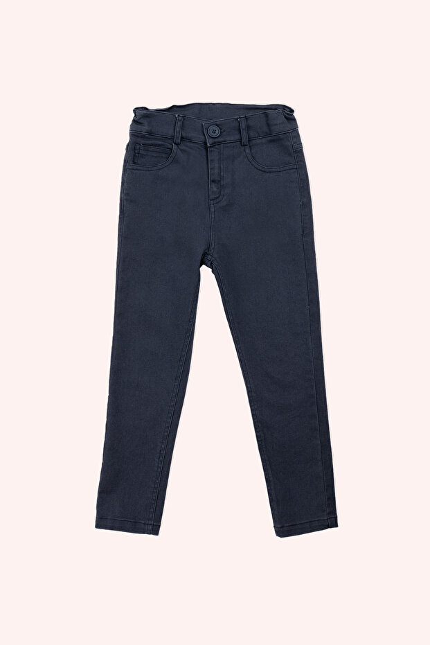 Boys' Navy Blue Button Pants - 3