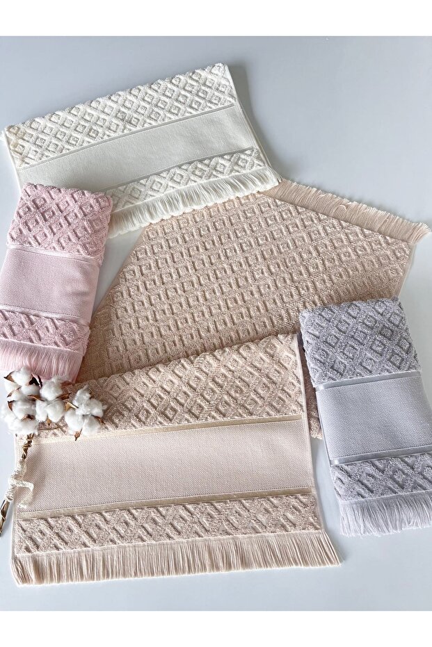 50X90 Sarra Milano Etamin Fringed 6-Piece Towel - Gray