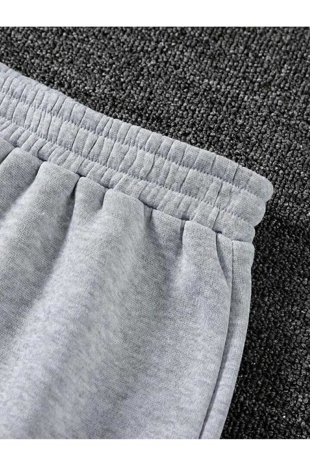 KOPYA - İkili Jogger Eşofman Altı-siyah Ve Gri Lastik Paça Yüksek Bel Mevsimlik Eşofman - 4