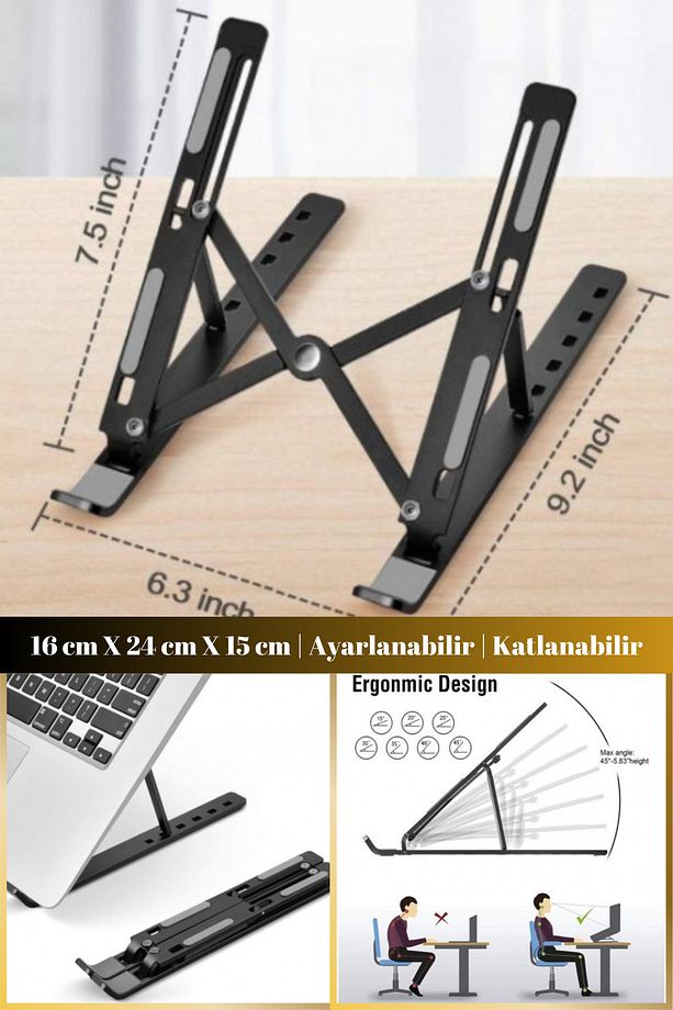 7 Kademeli Ergonomik Tasarım Rahat İzleme ve Kullanım Ayarlanabilir Laptop  Tablet Standı - 1