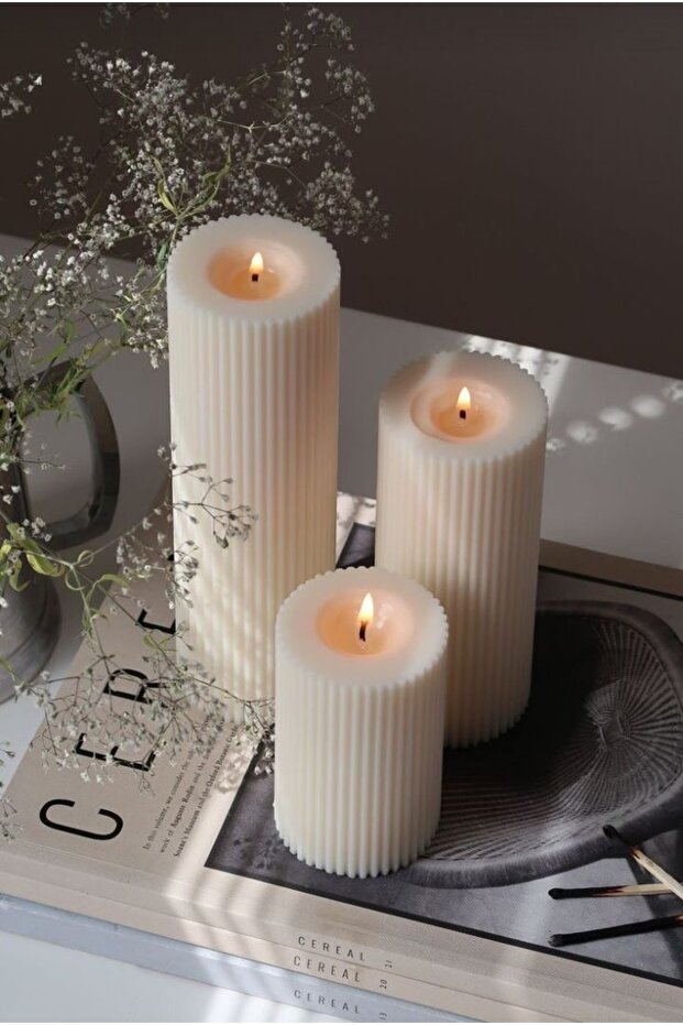 Basic Pillar 3’lü Decorative Candle 15x5 / 10x5 / 7x5 - 6