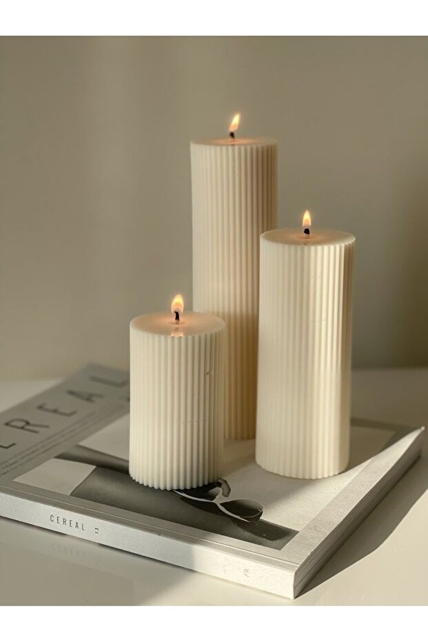 Basic Pillar 3’lü Decorative Candle 15x5 / 10x5 / 7x5 - 3