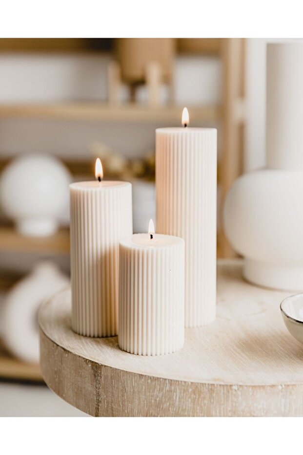 Basic Pillar 3’lü Decorative Candle 15x5 / 10x5 / 7x5 - 1