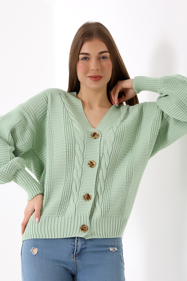 Saç Örgülü Triko Hırka - 2